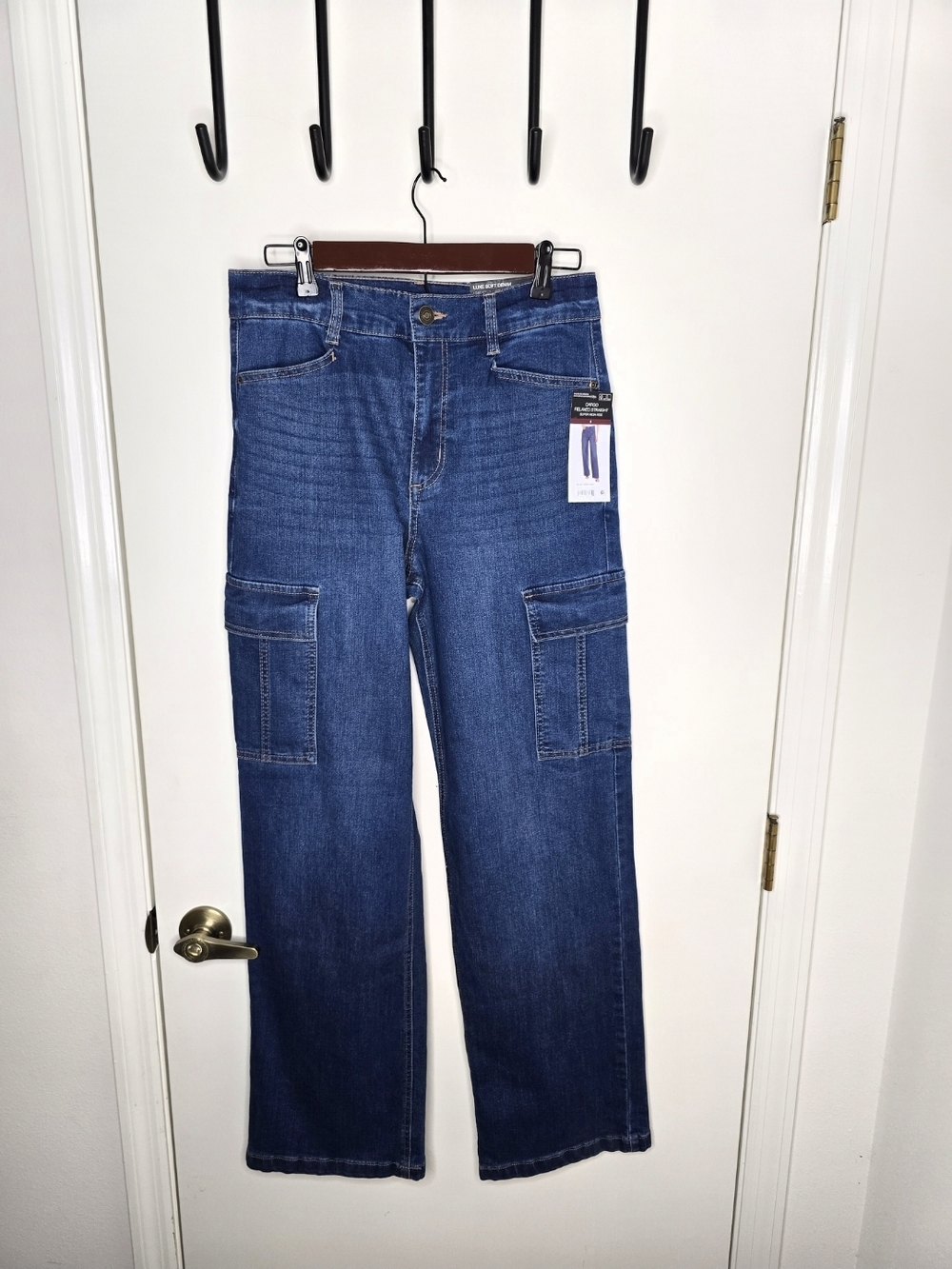 sofia by sofia vergara Dark Blue High-Rise Cargo Jeans